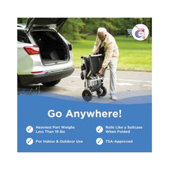 Journey Health & Lifestyle Zoomer Electric Power Mobility Folding Chair in action, easily folding for transport