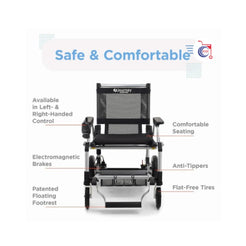 Journey Health & Lifestyle Zoomer Electric Power Mobility Folding Chair in black with comfortable seating