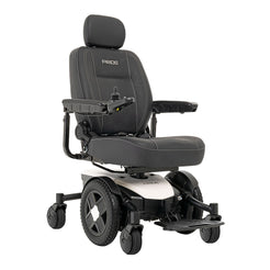 Pride Jazzy EVO 613 black powered wheelchair with adjustable armrests and headrest by Pride Mobility
